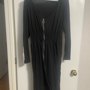BloomChic Black Long Sleeve Dress with Zipper